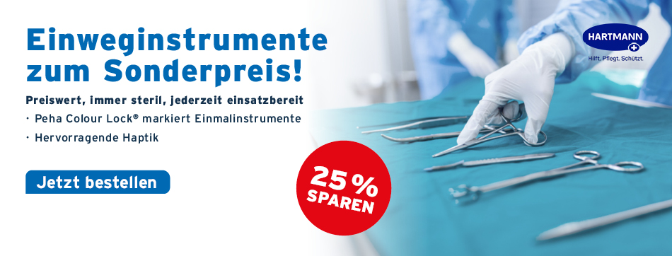 Preiswert, immer stril, jederzeit einsatzbereit, Peha Colour Lock markierte Einmalinstrumente, hervorragende Haptik, Hartmann, Peha Einweginstrumente