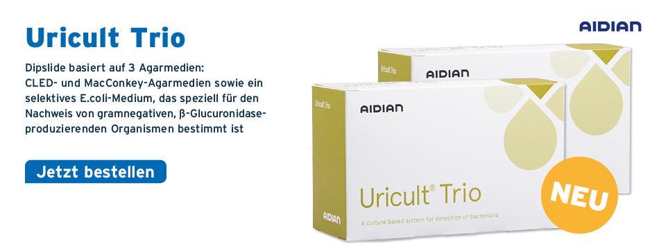 Dipslide basiert auf 3 Agarmedien: CLED- und MacConkey-Agarmedien sowie ein selektives E.coli-Medium, das speziell für den Nachweis von gramnegativen, β-Glucuronidase-produzierenden Organismen bestimmt ist