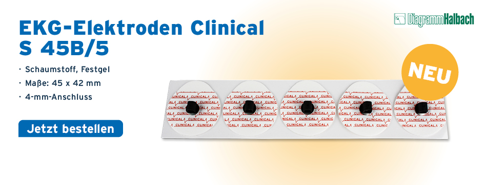 Schaumstoff, Festgel, Maße: 45 x 42 mm, 4-mm-Anschluss, Diagramm Halbach, EKG-Elektroden Clinical S 45B/5