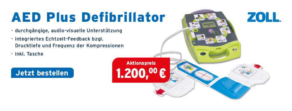 durchgaengige, audio-visuelle Unterstützung, integriertes Echtzeit-Feedback bzgl. Drucktiefe und Frequenz der Kompressionen, inkl. Tasche, Zoll, AED Plus Defibrillator