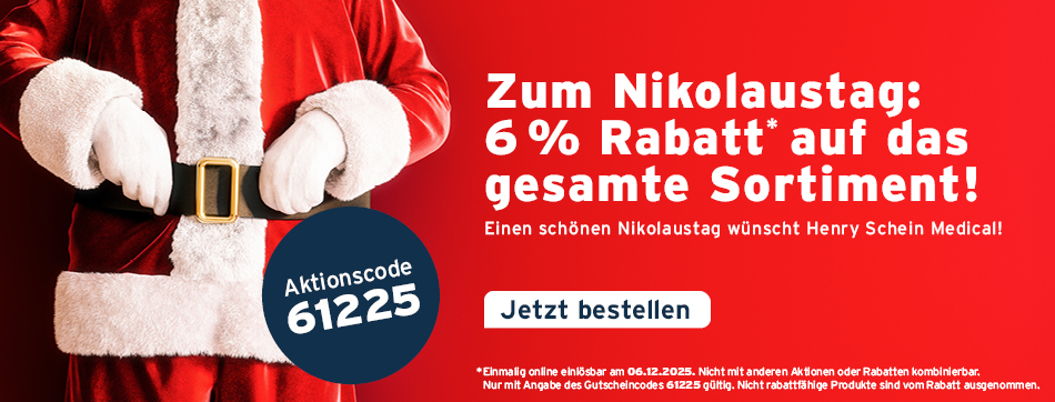 Zum Nikolaustag: 6 %* Rabatt auf das gesamte Sortiment! Aktion nur online gueltig am 06.12.2025, Aktionscode: 61225