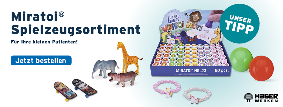 Für Ihre kleinen Patienten, Hager Werken, Miratoi Spielzeugsortiment