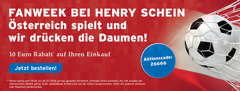 Fanweek bei Henry Schein - oesterreich spielt und wir druecken die Daumen, 10 Euro Rabatt auf Ihren Einkauf