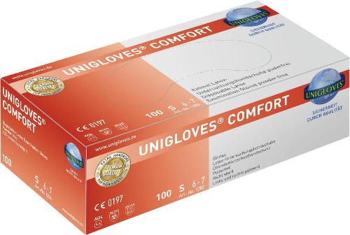 Unigloves Comfort, Latex-Handschuhe, puderfrei, Gr. M, 100 Stück