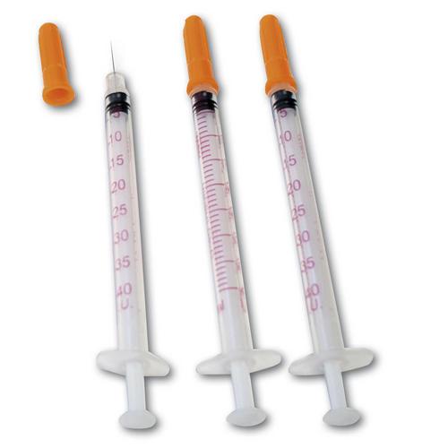HS Insulin-Einmalspritze mit Kanüle, 1 ml, 40er Teilung, 100 Stück