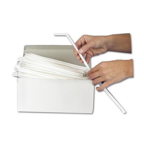 Trinkhalme aus steifen Papier, weiß, 23 cm länge, Packung 100 Stück