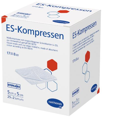 ES-Kompressen, steril, 8fach, 5 x 5 cm, 25 x 2 Stück
