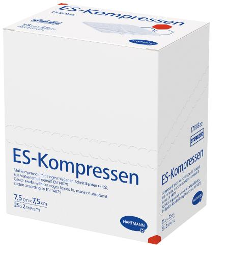 ES-Kompressen, steril, 8fach, 7,5 x 7,5 cm, 25 x 2 Stück