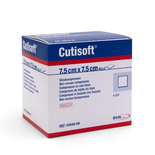 Cutisoft Vlieskompressen, steril, 7,5 x 7,5 cm, 50 x 2 Stück