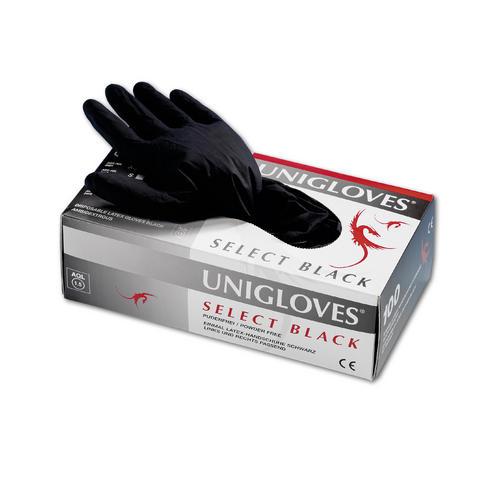 Unigloves Select Black, Latexhandschuhe, puderfrei, Gr. L, 100 Stück