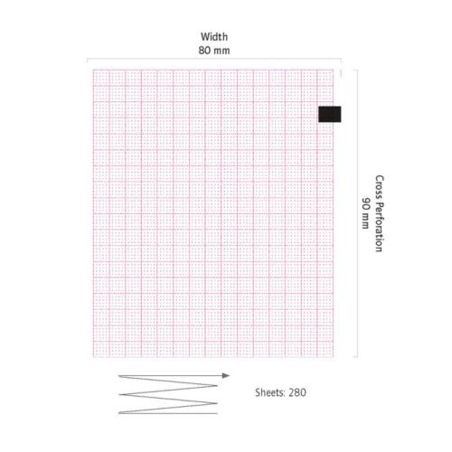 EKG-Papier, für EKG-Gerät GE-MAC 400/600, 80 x 90 mm, 2030877001, Packung 280 Blatt