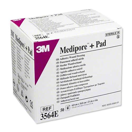 Medipore + Pad, steriler Wundverband, 6 x 10 cm, Wundkissen: 3,4 x 6,5 cm, 50 Stück