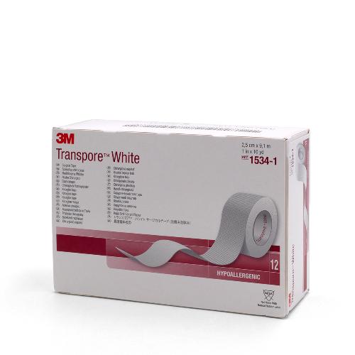 Transpore Rollenpflaster, weiß, 2,5cm x 9,1m, Packung 12 Rollen