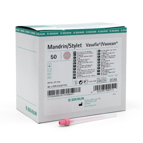 Vasofix Vasocan Mandrins G 20, Ø 1,1 x L 33 mm, rosa, 50 Stück