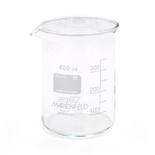 Glasbecher, mit Graduierung, niedere Form, 400 ml, 1 Stück