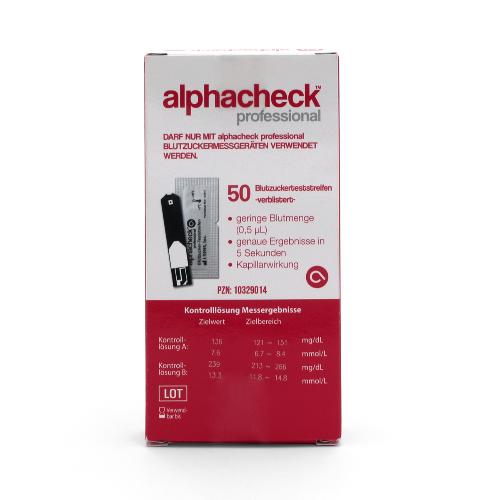 alphacheck Blutzuckerteststreifen, geblistert, 50 Stück