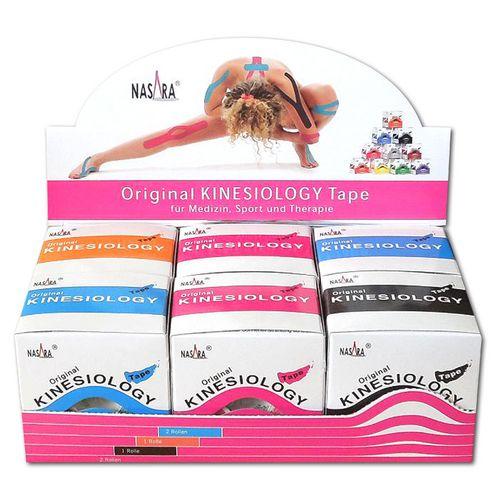 Nasara Kinesiology Tape, 2 x blau, 2 x pink, 1 schwarz, 1 x beige, 5 cm x 5 m, 1 Set