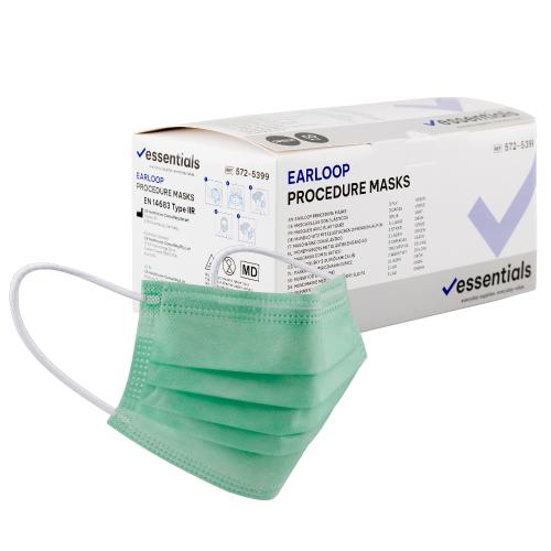 Essentials Mundschutz, elastische Ohrenschlaufen, grün, 50 Stück
