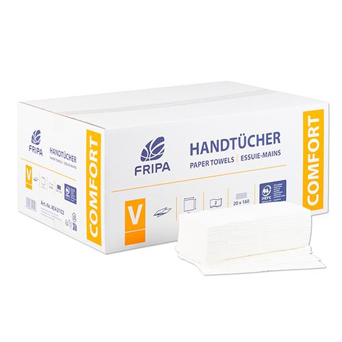 Papierhandtücher, 2-lagig, weiß, Langenfalz, 25 x 33 cm, 3.072 Stück