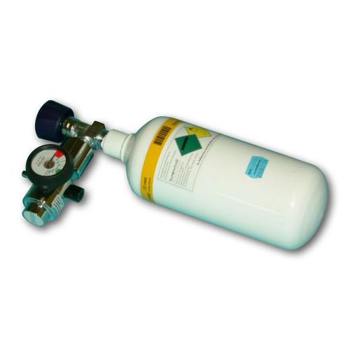 Sauerstoff-Flasche, 0,8 Liter Flasche, Inhalt: 160 Liter Sauerstoff, ohne Druckminderer, 1 Stück