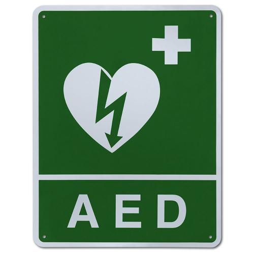 AED Defibrillator Hinweistafel, grün, 1 Stück