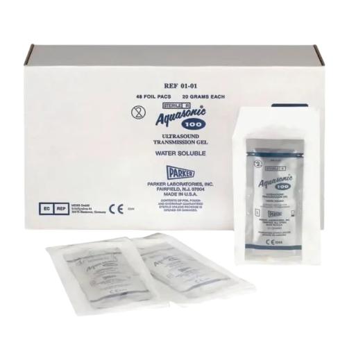 Aquasonic 100 Ultraschallgel, Applikationsbeutel, steril, 48 x 20ml Packung