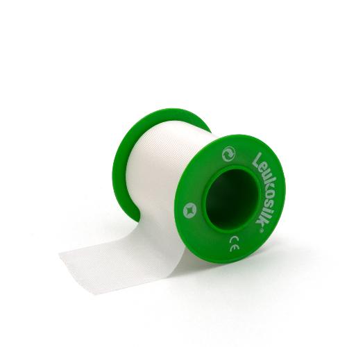 Leukosilk Fixierpflaster, 5 cm x 5 m, mit Schutzring, 1 Rolle