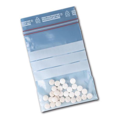 Medikamenten-Tüten mit Stempelfeld, Kunststoff, 7 x 10 cm, 100 Stück