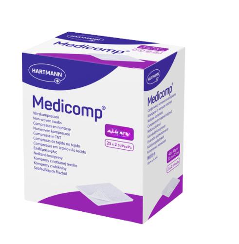 Medicomp® steril Vlieskompresse, 10 x 10 cm, 4 fach, Packung 2 x 25 Stück