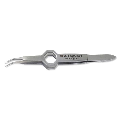 Foerster-Pinzette 9,5 cm gebogen 1×2 Zähne – 0,5 mm 